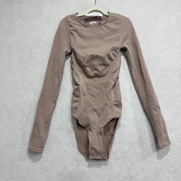 Yitty Bodysuit Womens XS/S Brown Long Sleeve Snap Closure Stretch Nylon Spandex - Picture 1 of 10